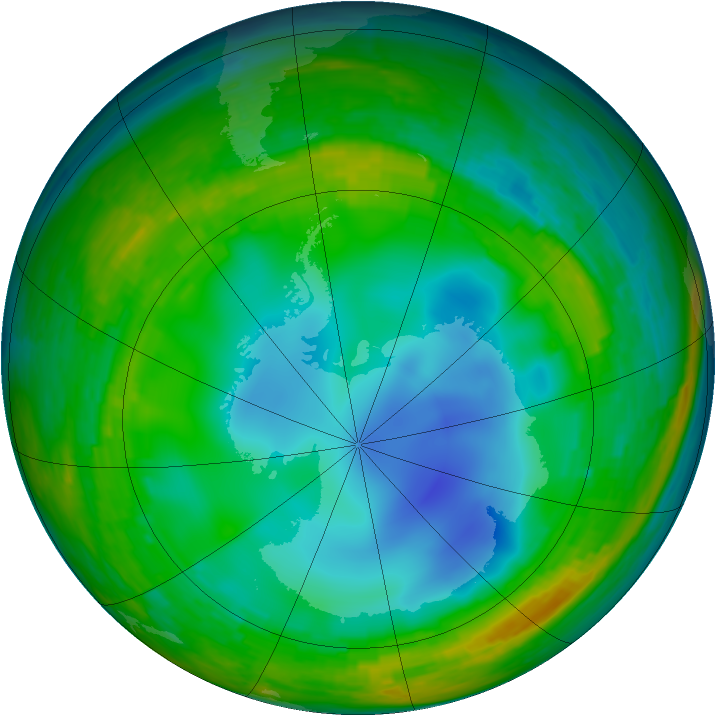 Antarctic ozone map for 25 July 1994